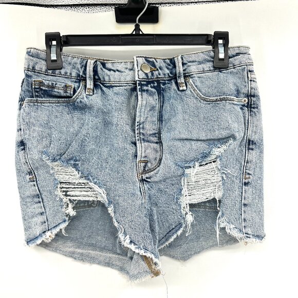 Good American Pants - Good American Bombsell Distressed Stretch Jean Shorts Women's 29